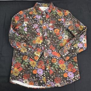Wrangler Heritage Shirt Womens Small Multicolor Long Sleeve Button Up Twill